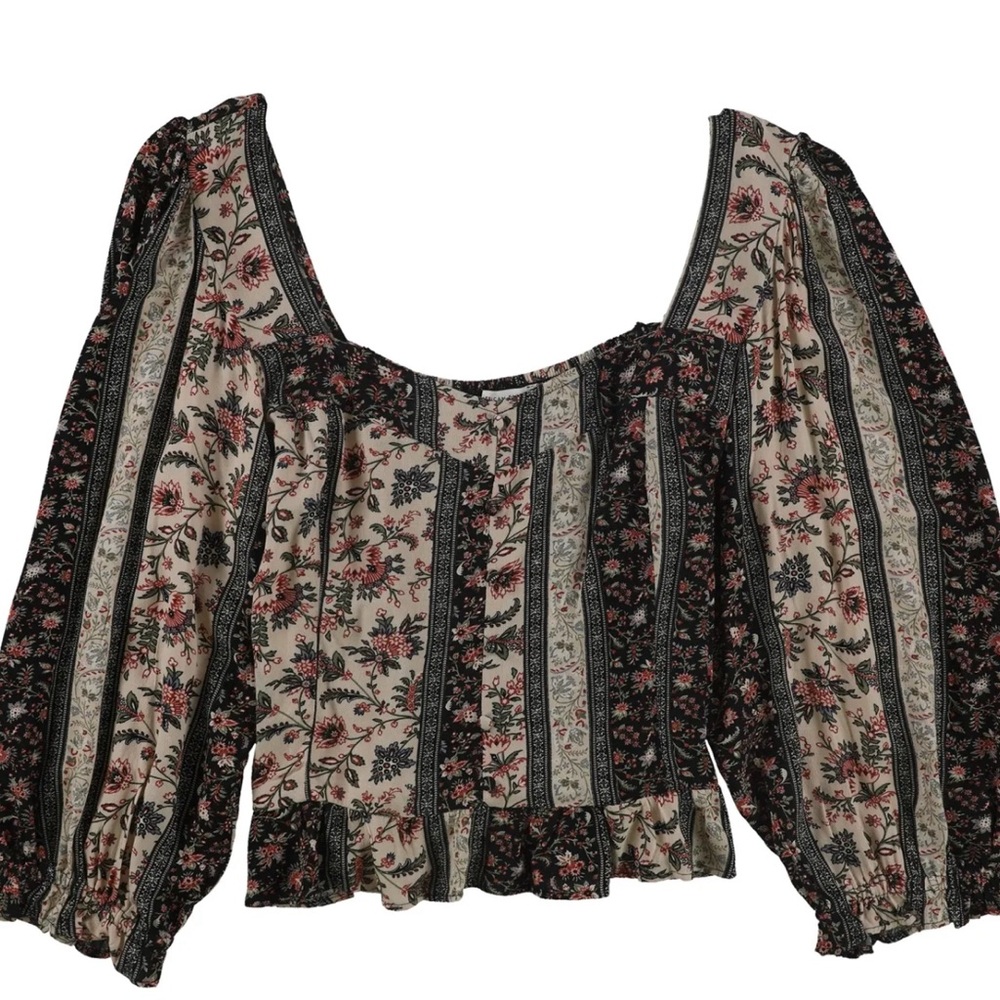 NWT American Eagle Womens Floral Peasant Blouse, Multicolored, Size X-Large